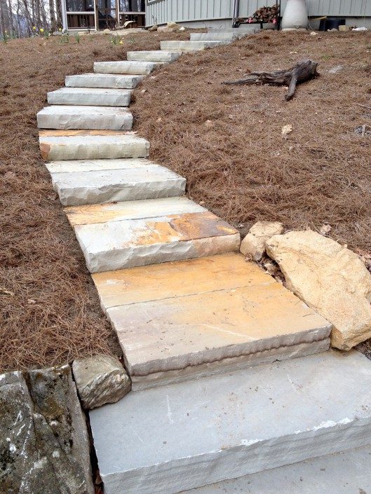 how to build stone steps on a hill
