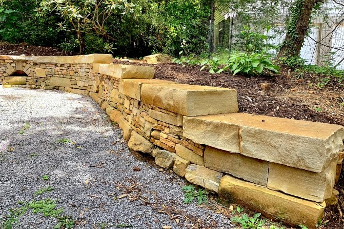 Mixed Stone Retaining Wall, North Carolina, 2019