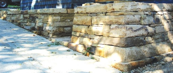 Sandstone Retaining Walls on Sloped Face, Pennsylvania, 2007