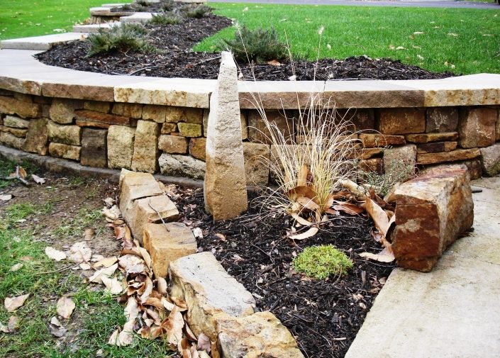 Sandstone Vertical with Plants, Sitting Wall, Edging, Pennsylvania 2004