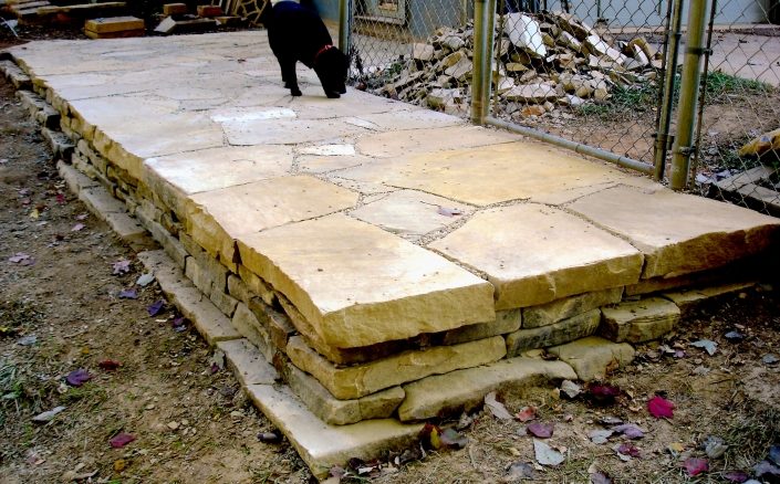 Sandstone Patio on Retaining Wall, North Carolina, 2007