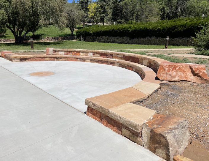 stone classroom with sitting walls